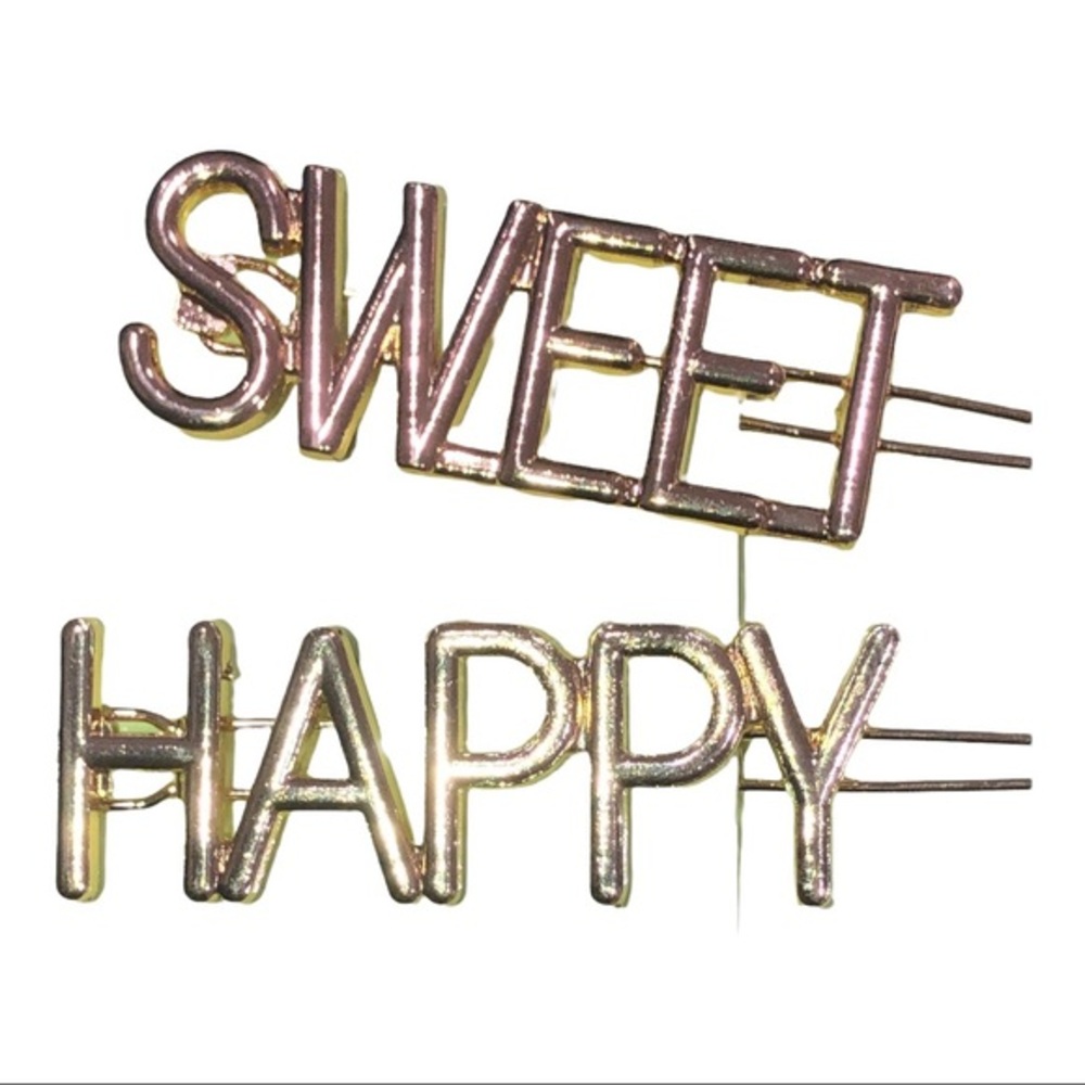 2sets Gold plated SWEET HAPPY pearls monogram hair clips set - mix n match! $15